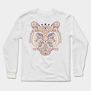 Tiger Face Lines and Shapes Long Sleeve T-Shirt